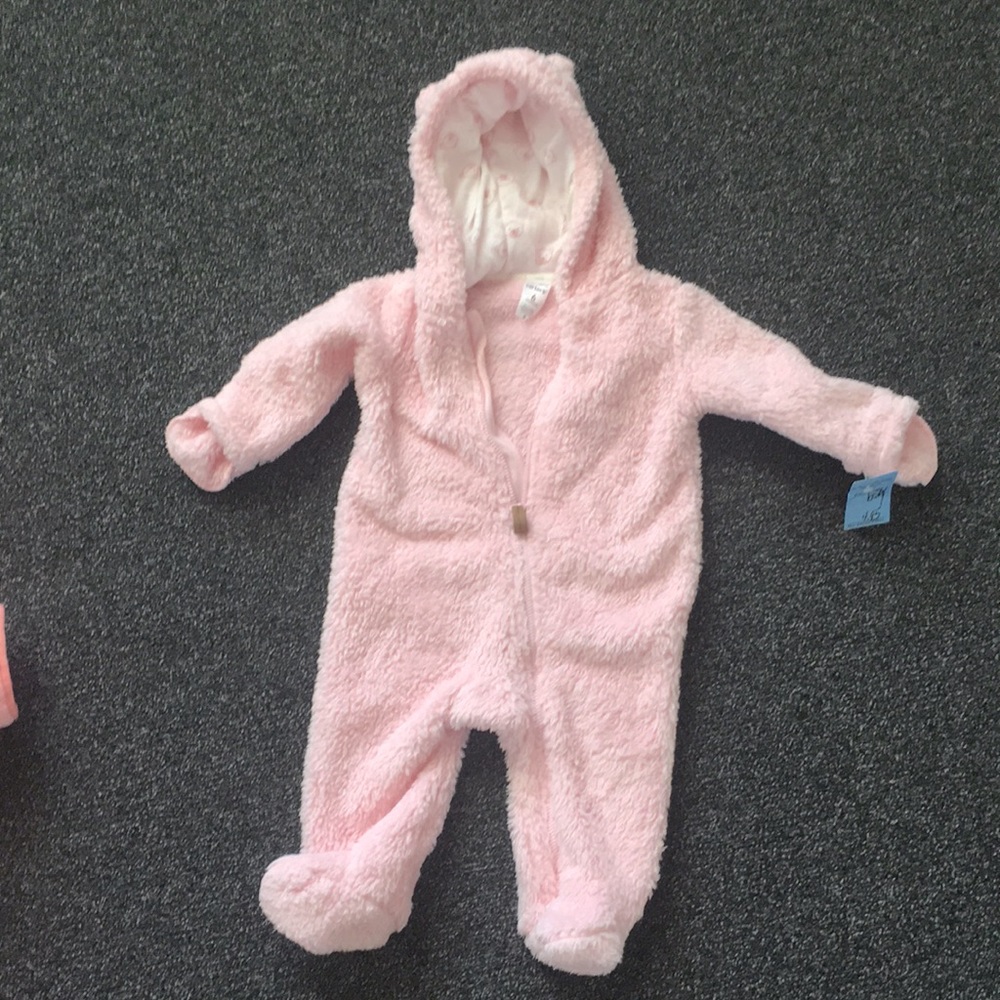 Pink fury snow suit